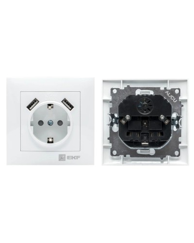 Валенсия розетка 1-местная с/з 16А (EWR16-028-10-2USB). Розетка 1-местная с/з 16А. EKF в Кургане