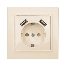 Минск Розетка 1-мест. СП с/з 16А (ERR16-028-200-2USB). Розетка 1-мест. СП с/з 16А. EKF