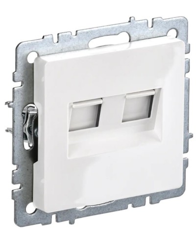 Розетка RJ11+RJ45 РК/Т12-БрБ белая BRITE (BR-KT20-O-1-K01). Розетка двойная. IEK в Кургане
