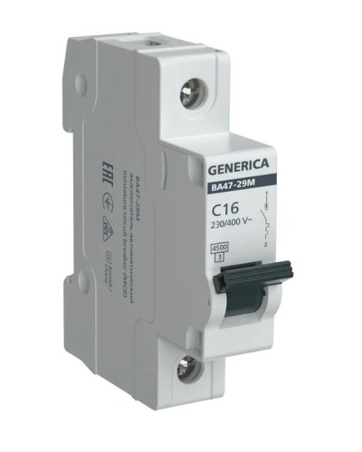 GENERICA ВА47-29М 1P C 16А 4,5кА (MVA21-1-016-C-G). Автоматический выключатель. IEK в Кургане