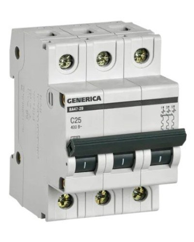 GENERICA ВА47-29 3P C 25А 4,5кА (MVA25-3-025-C). Автоматический выключатель. IEK в Кургане