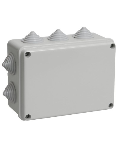 Коробка распаячная КМ41241 150х110х70 открытой проводки IP44 10 гермовводов серая (UKO10-150-110-070-K41-44). Коробка распаячная безгалогенная (HF). IEK в Кургане