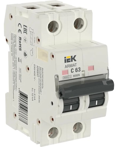 M06N 2P C 63А 6кА ARMAT (AR-M06N-2-C063). Автоматический выключатель. IEK в Кургане