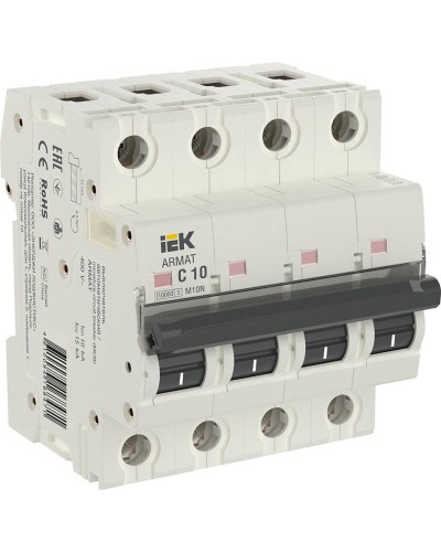 M10N 4P C 10А 10кА ARMAT (AR-M10N-4-C010). Автоматический выключатель. IEK в Кургане