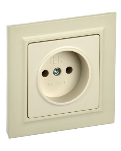 Розетка без з/к в сборе РСР10-1-0-БрКр бежевый BRITE (BR-R10-10-K10-F). Розетка без заземления без защитных шторок. IEK в Кургане