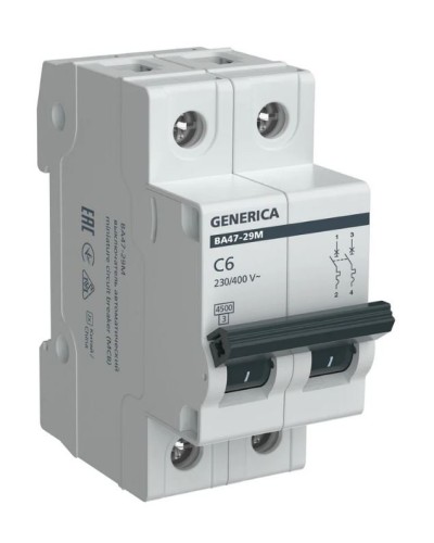 GENERICA ВА47-29М 2P C 6А 4,5кА (MVA21-2-006-C-G). Автоматический выключатель. IEK в Кургане