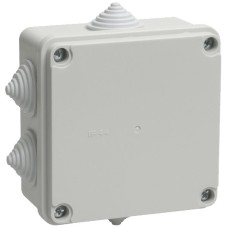 Коробка распаячная КМ41233 100х100х50 открытой проводки IP44 6 гермовводов серая (UKO11-100-100-050-K41-44). Коробка распаячная безгалогенная (HF). IEK