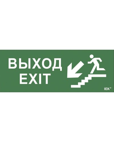 Самоклеящаяся этикетка Выход/лестница вниз/фигура (LPC10-1-24-09-VLVNF). Самоклеящаяся этикетка 240х90 мм. IEK в Кургане