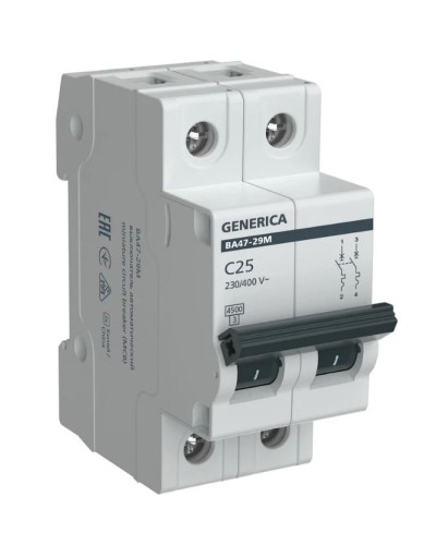 GENERICA ВА47-29М 2P C 25А 4,5кА (MVA21-2-025-C-G). Автоматический выключатель. IEK в Кургане