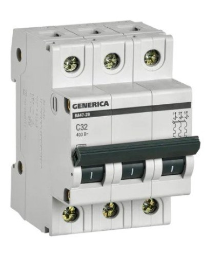 GENERICA ВА47-29 3P C 32А 4,5кА (MVA25-3-032-C). Автоматический выключатель. IEK в Кургане