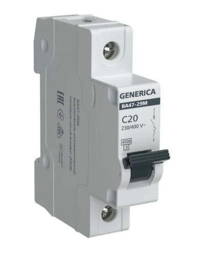 GENERICA ВА47-29М 1P C 20А 4,5кА (MVA21-1-020-C-G). Автоматический выключатель. IEK в Кургане