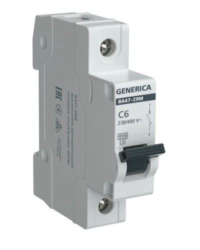 GENERICA ВА47-29М 1P C 6А 4,5кА (MVA21-1-006-C-G). Автоматический выключатель. IEK в Кургане