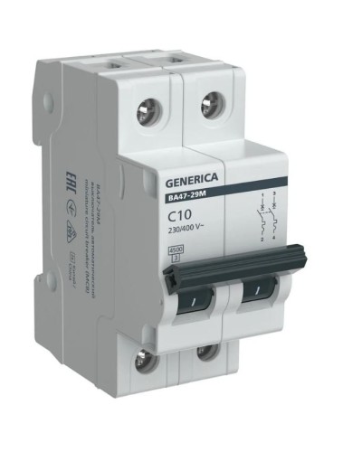 GENERICA ВА47-29М 2P C 10А 4,5кА (MVA21-2-010-C-G). Автоматический выключатель. IEK в Кургане
