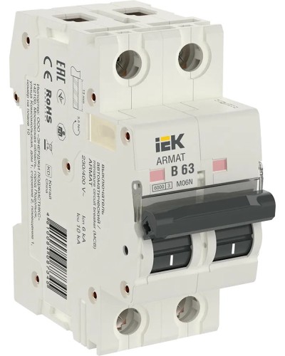 M06N 2P B 63А 6кА ARMAT (AR-M06N-2-B063). Автоматический выключатель. IEK в Кургане