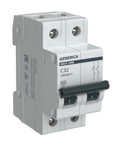 GENERICA ВА47-29М 2P C 32А 4,5кА (MVA21-2-032-C-G). Автоматический выключатель. IEK в Кургане