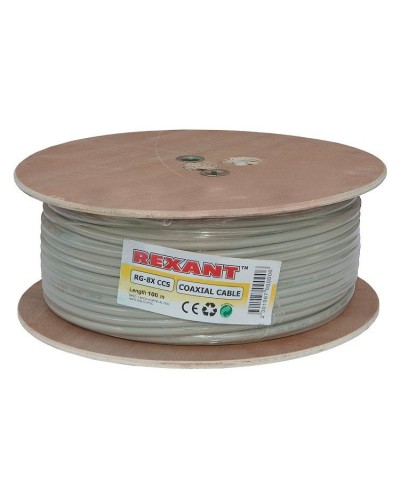 RG-8X, 50 Ом, CCS/Al/A, 75% (01-2021). Кабель коаксиальный радиочастотный. Rexant в Кургане