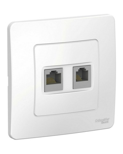 BLANCA розетка RJ45+RJ11 2-местная, кат. 5Е, скрытой установки, белый (BLNIS045111). Розетка компьютерная + телефонная. Systeme Electric в Кургане