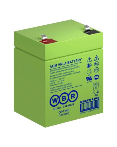 WBR GP1245 (12V16W). Аккумулятор герметичный свинцово-кислотный. WBR в Кургане