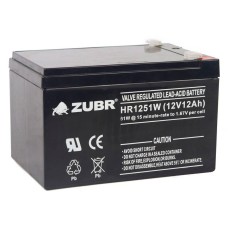 ZUBR HR 1251W (12V, 12Ah). Аккумулятор герметичный свинцово-кислотный. ZUBR