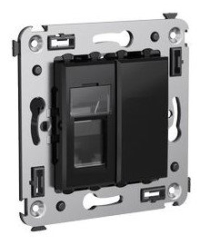 Розетка RJ-45 в стену Avanti одинарная черный квадрат (4402463). Розетка компьютерная. ДКС в Кургане