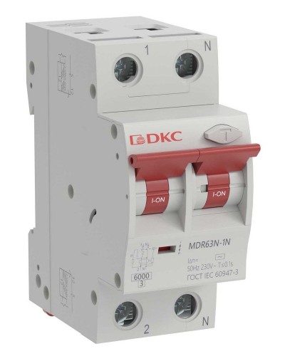 YON max MDR, 1P+N, 30mA, 40A, 6kA, А (MDR63N-1N2C40-A). Автоматический выключатель дифференциального тока. ДКС в Кургане