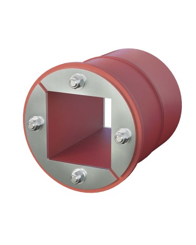 Проходка круглая, нержавеющая, D200х70 мм с проемом 120х120 мм (DXF3126): Проходка круглая, нержавеющая, с проёмом в Кургане