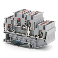 Клемма двухуровневая, зажим push-in, 2.5 кв.мм, серая (VPRTT-2.5-GY). Клемма проходная, 4 точки подключения. ДКС