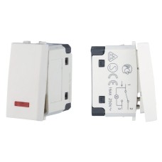 Переключатель с двух мест, с индикатором 45х22,5мм, белый LK45 (850404-1). Переключатель с двух мест (схема 6L). Экопласт