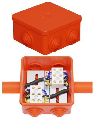 Коробка JBS080 85х85х50, 6 вых., 3P (0,15-4,0 мм²) (43101HF). Коробка монтажная, огнестойкая, без галогена. Экопласт в Кургане